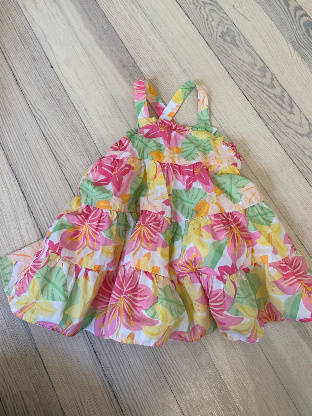 JANIE AND JACK Baby Girl's Tropical Print Tiered Sleeveless Dress Size 6-12 M